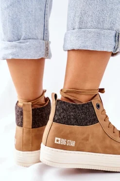 Online Big Star Shoes Wysokie Ocieplane Trampki Big Star II274145 Camel