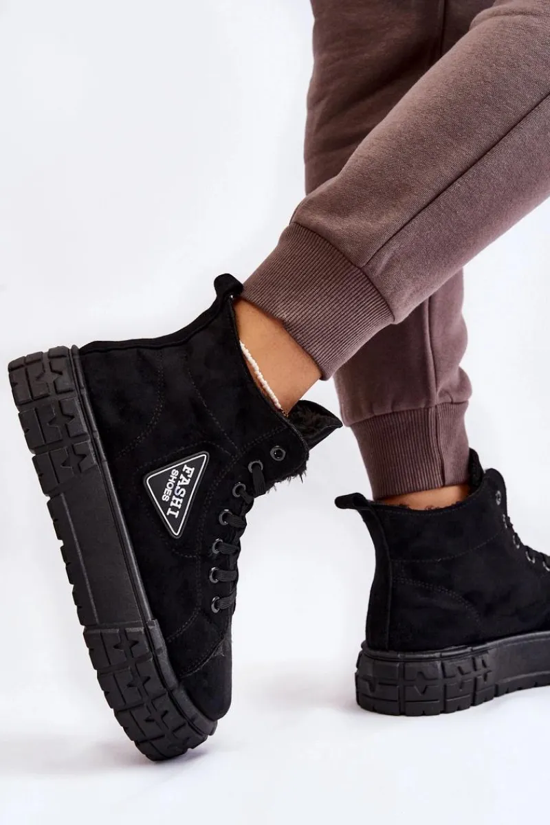 Trampki Ocieplane|Trampki Damskie Wysokie>Boto Wysokie Ocieplane Zamszowe Trampki Czarne Evren