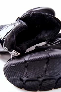 Hot Boto Wysokie Skórzane Ocieplane Buty Sportowe Czarne Merit