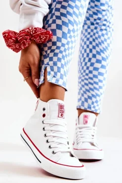 New Wysokie Skórzane Trampki Big Star JJ274132 Białe Damskie Trampki Damskie Big Star|Trampki Damskie Wysokie