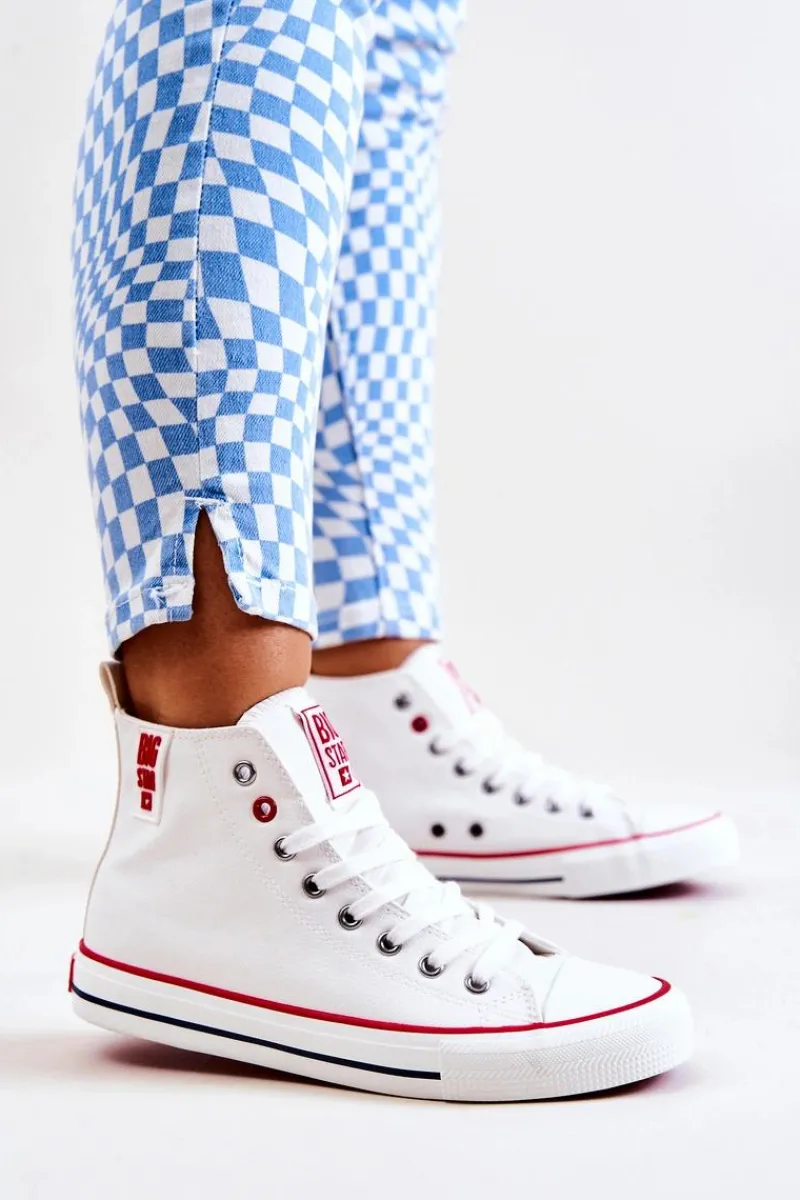 New Wysokie Skórzane Trampki Big Star JJ274132 Białe Damskie Trampki Damskie Big Star|Trampki Damskie Wysokie