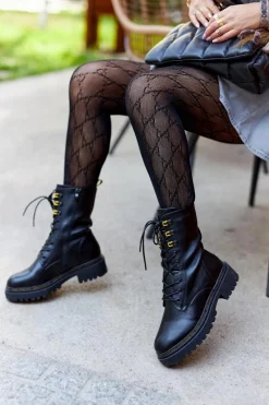 Czarne Botki|Botki Zimowe Damskie><noscript><img width=