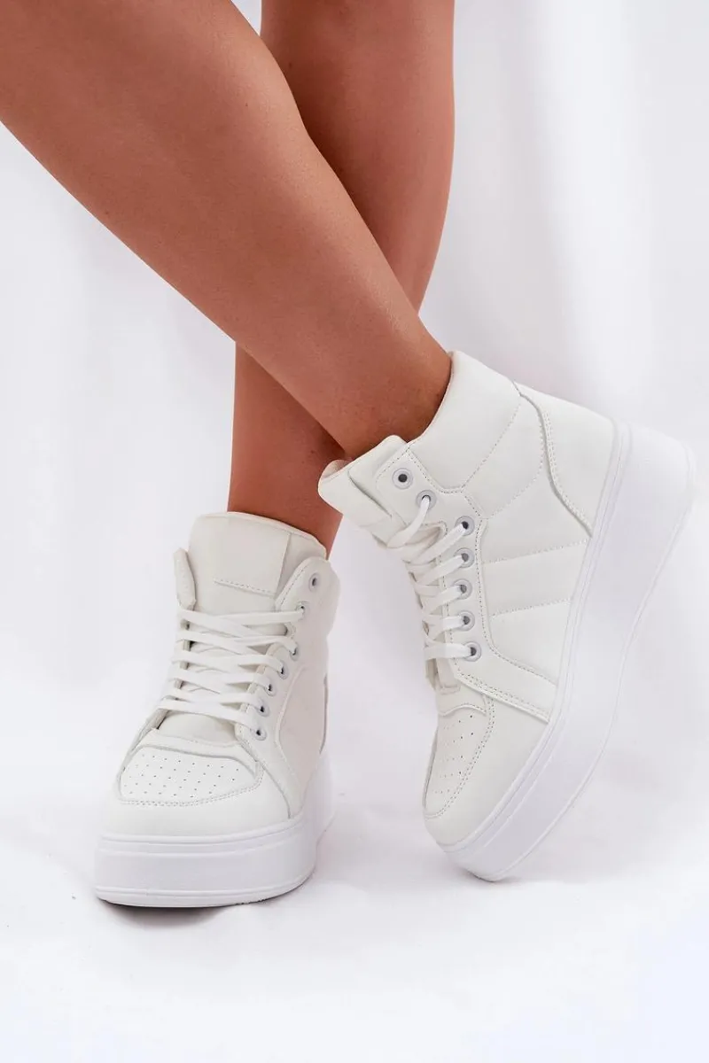 Online Wysokie Sneakersy Damskie Na Platformie Białe Tillive Damskie Sneakersy Damskie|Buty Sportowe Na Platformie