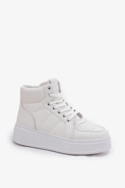 Online Wysokie Sneakersy Damskie Na Platformie Białe Tillive Damskie Sneakersy Damskie|Buty Sportowe Na Platformie