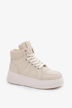 Online Evento Wysokie Sneakersy Damskie Na Platformie Beżowe Tillive Beżowy