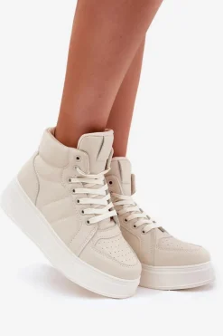 Online Evento Wysokie Sneakersy Damskie Na Platformie Beżowe Tillive Beżowy