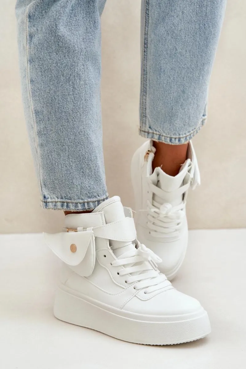 Sale Boto Wysokie Sneakersy Z Saszetką Na Platformie Białe Saramis Biały
