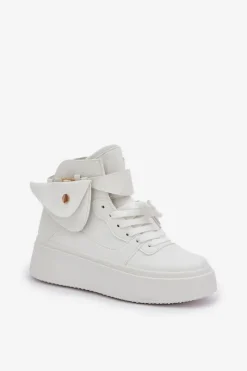 Sale Boto Wysokie Sneakersy Z Saszetką Na Platformie Białe Saramis Biały