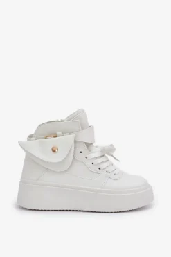 Sale Boto Wysokie Sneakersy Z Saszetką Na Platformie Białe Saramis Biały