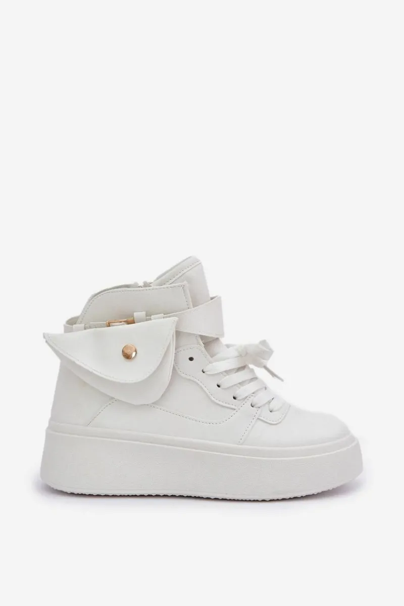 Sale Boto Wysokie Sneakersy Z Saszetką Na Platformie Białe Saramis Biały