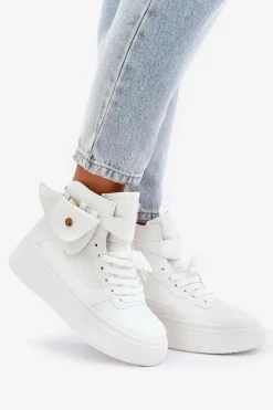 Sale Boto Wysokie Sneakersy Z Saszetką Na Platformie Białe Saramis Biały