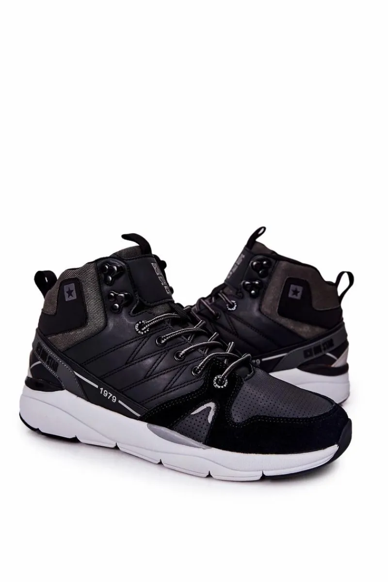 Clearance Wysokie Sportowe Męskie Buty Big Star II174223 Czarne Męskie Obuwie Sportowe Męskie