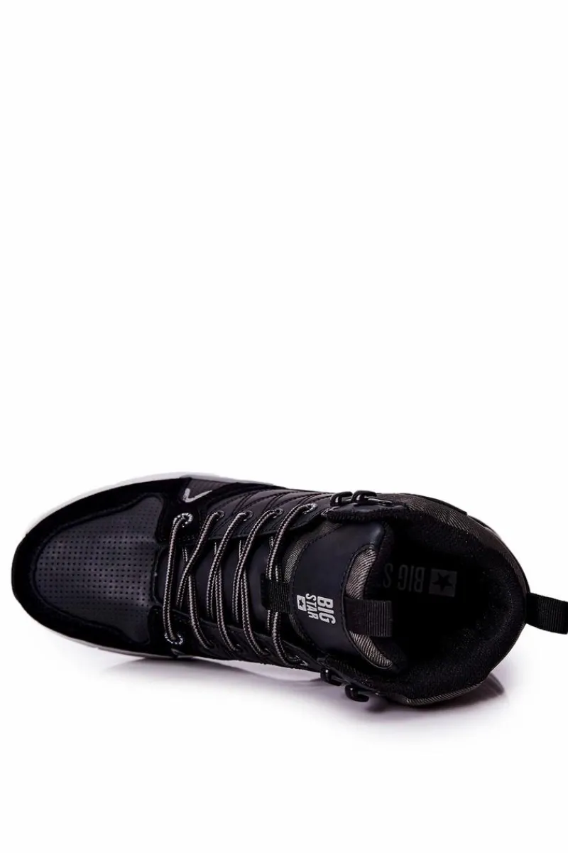 Clearance Wysokie Sportowe Męskie Buty Big Star II174223 Czarne Męskie Obuwie Sportowe Męskie