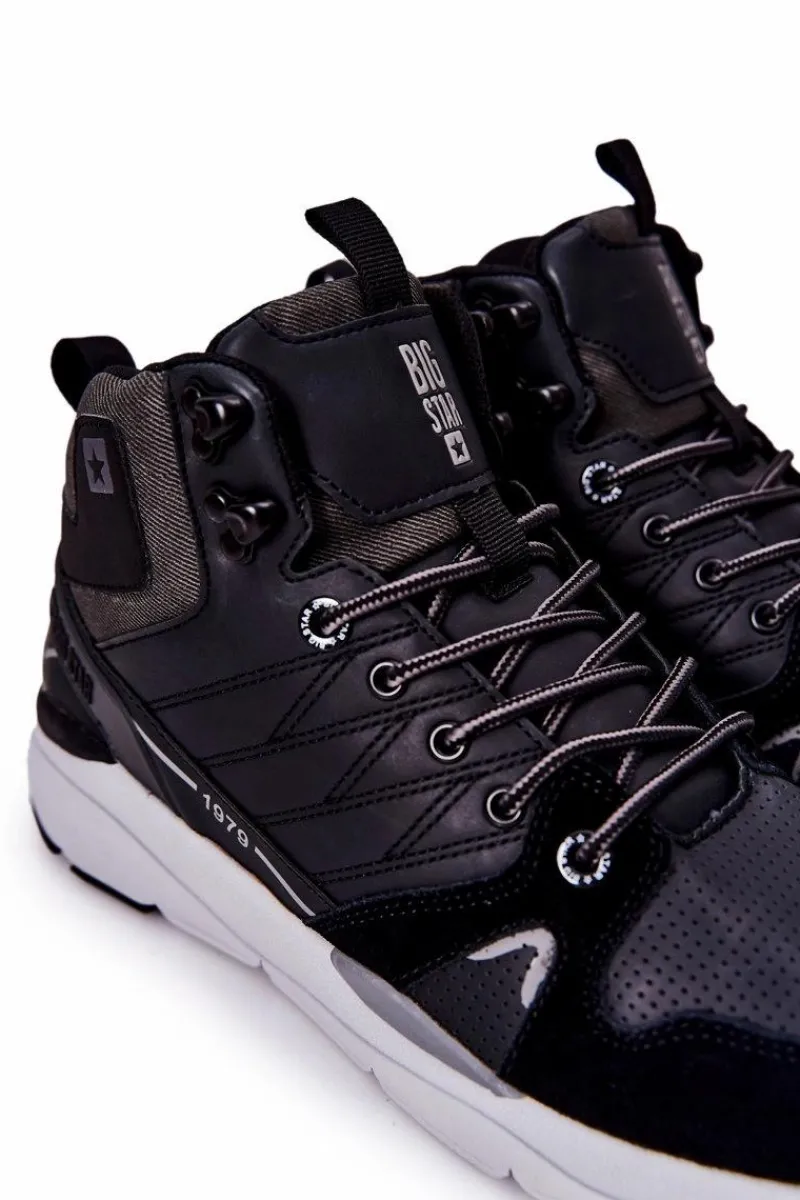 Clearance Wysokie Sportowe Męskie Buty Big Star II174223 Czarne Męskie Obuwie Sportowe Męskie