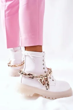 Online Wysokie Stylowe Botki Białe Grail Damskie Botki Ocieplane|Botki Zimowe Damskie