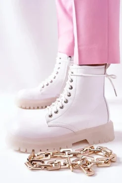 Online Wysokie Stylowe Botki Białe Grail Damskie Botki Ocieplane|Botki Zimowe Damskie