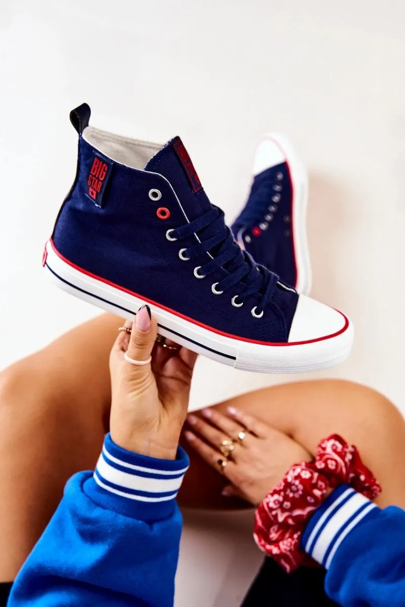 Wysokie Trampki Big Star JJ274125 Granatowe Damskie Trampki Damskie Wysokie|Trampki Damskie Big Star