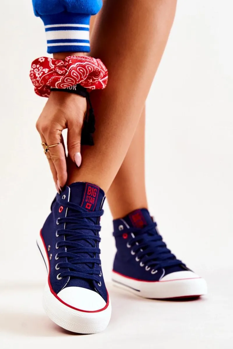 Wysokie Trampki Big Star JJ274125 Granatowe Damskie Trampki Damskie Wysokie|Trampki Damskie Big Star