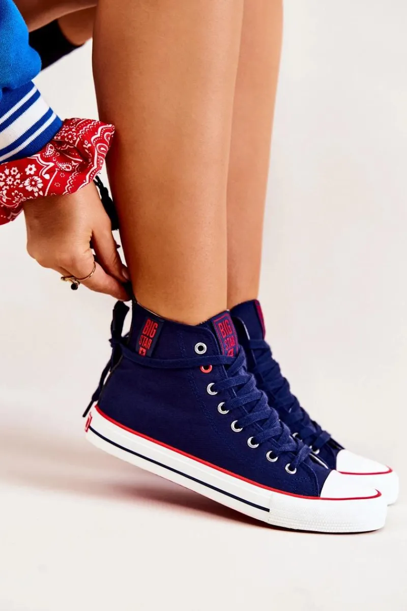 Wysokie Trampki Big Star JJ274125 Granatowe Damskie Trampki Damskie Wysokie|Trampki Damskie Big Star