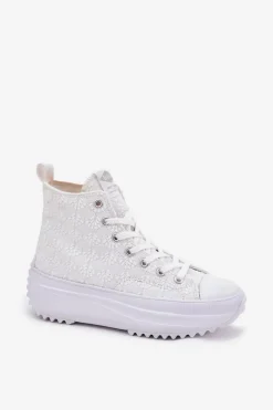 Online Lee Cooper Wysokie Trampki Damskie LCW-25-31-3461L Białe