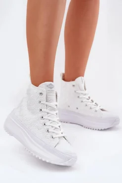 Online Lee Cooper Wysokie Trampki Damskie LCW-25-31-3461L Białe
