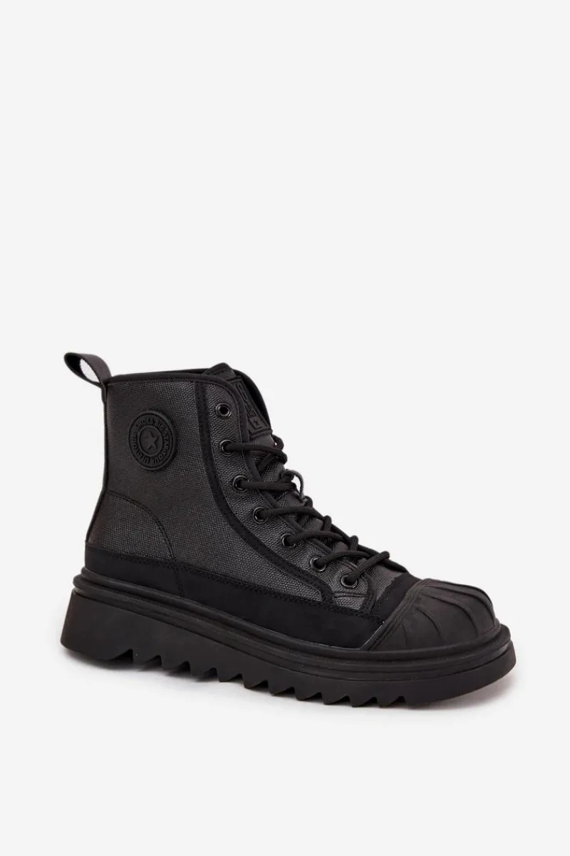 Trampki Ocieplane|Trampki Damskie Big Star>Big Star Shoes Wysokie Trampki Damskie Ocieplane Big Star OO274A355 Czarne Czarny