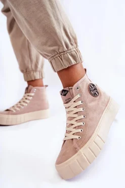 Lee Cooper Wysokie Trampki LCJ-22-31-1434L Beżowe