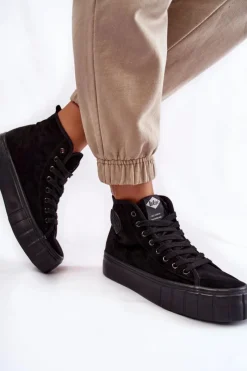 Trampki Ocieplane|Trampki Damskie Wysokie>Lee Cooper Wysokie Trampki LCJ-22-31-1432L Czarne