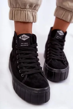 Trampki Ocieplane|Trampki Damskie Wysokie></noscript>Lee Cooper Wysokie Trampki LCJ-22-31-1432L Czarne