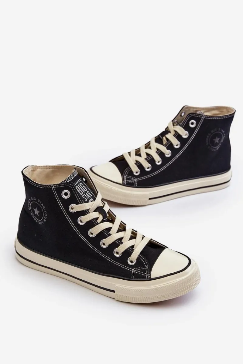 Best Big Star Shoes Wysokie Trampki Męskie Big Star NN174109 Czarne