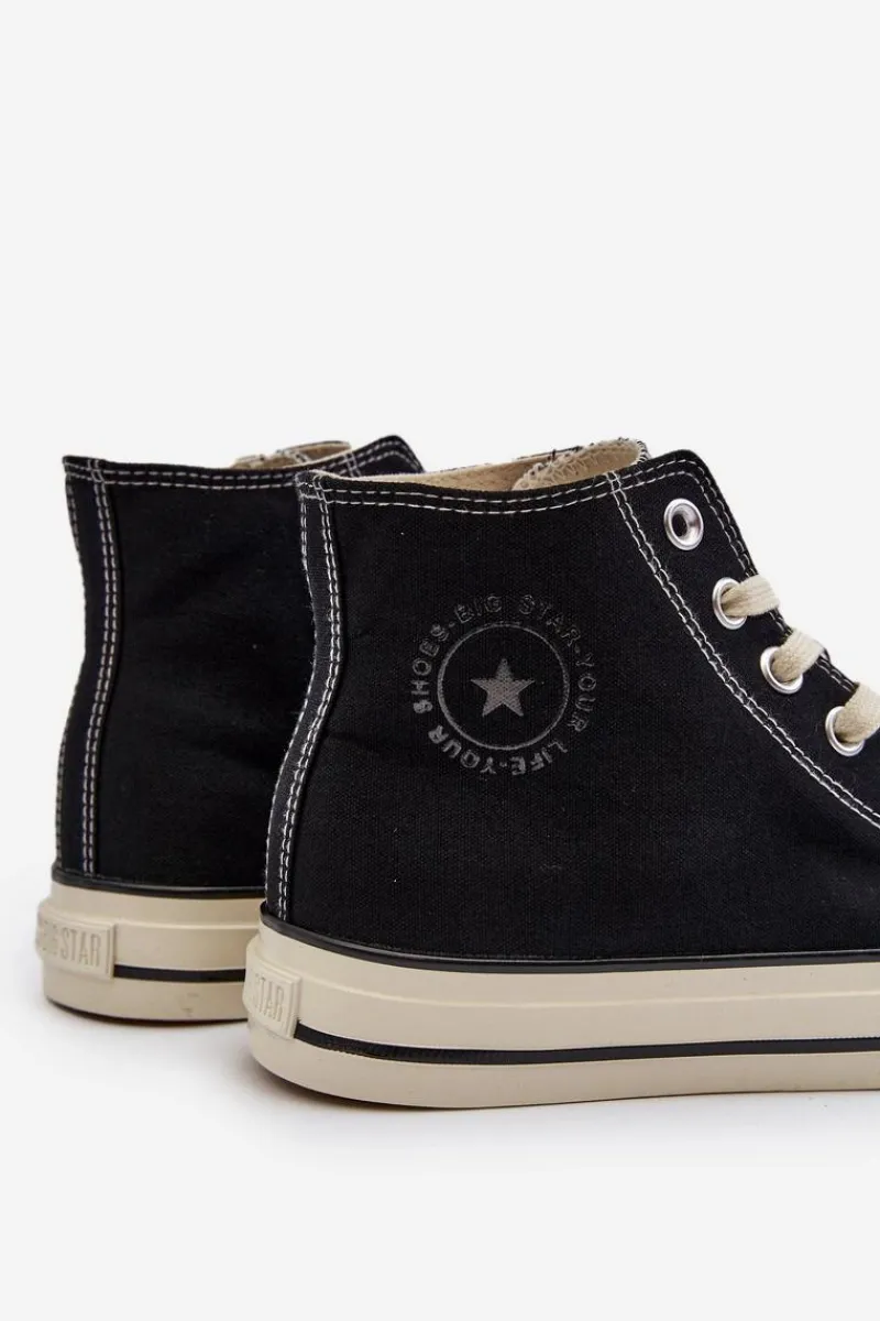 Best Big Star Shoes Wysokie Trampki Męskie Big Star NN174109 Czarne