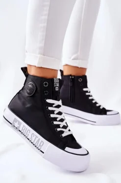 New Big Star Shoes Wysokie Trampki Na Platformie Big Star II274012 Czarne