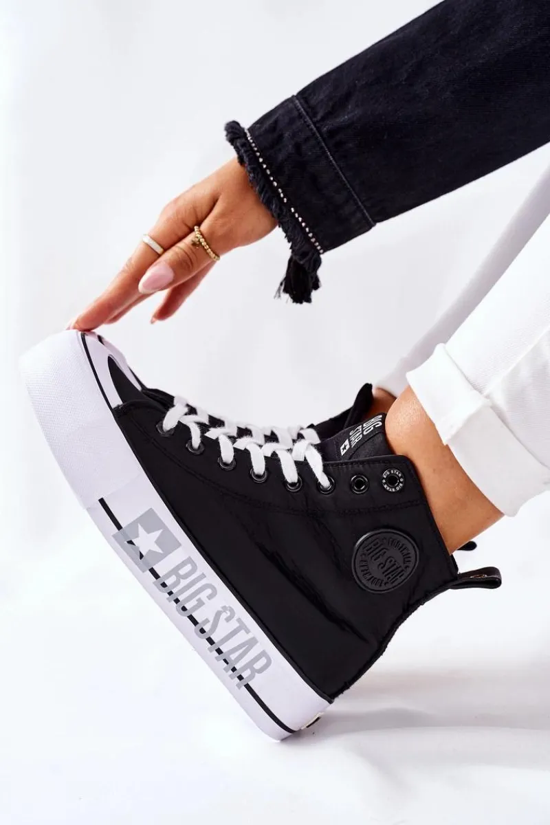 New Big Star Shoes Wysokie Trampki Na Platformie Big Star II274012 Czarne