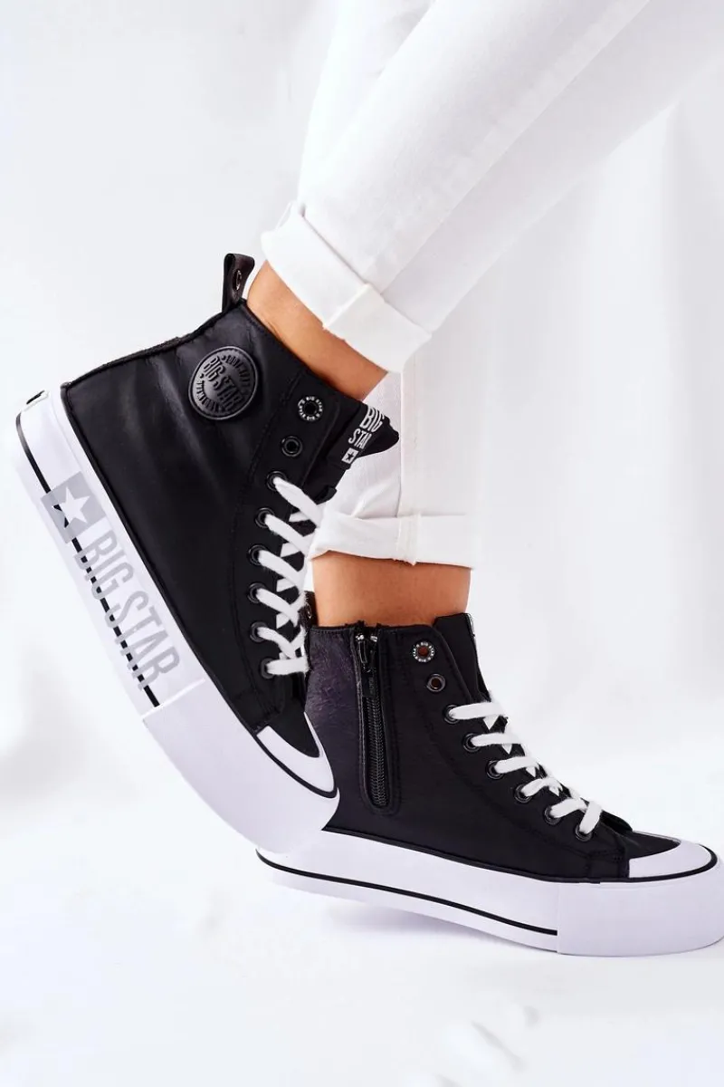 New Big Star Shoes Wysokie Trampki Na Platformie Big Star II274012 Czarne