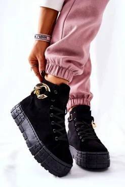 Online Boto Wysokie Trampki Na Platformie Czarne Evenia