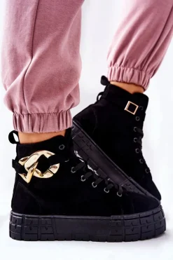 Online Boto Wysokie Trampki Na Platformie Czarne Evenia