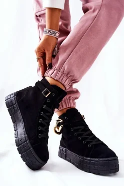 Online Boto Wysokie Trampki Na Platformie Czarne Evenia