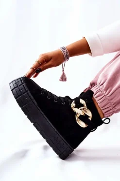 Online Boto Wysokie Trampki Na Platformie Czarne Evenia