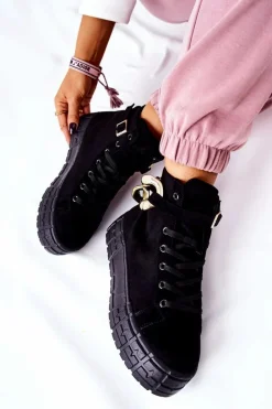 Online Boto Wysokie Trampki Na Platformie Czarne Evenia