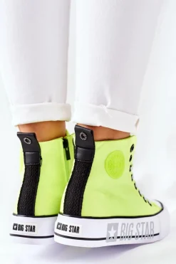 Trampki Damskie Big Star|Trampki Damskie Wysokie></noscript>Big Star Shoes Wysokie Trampki Na Platformie Big Star II274015 Neonowe Żółte
