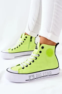 Trampki Damskie Big Star|Trampki Damskie Wysokie></noscript>Big Star Shoes Wysokie Trampki Na Platformie Big Star II274015 Neonowe Żółte