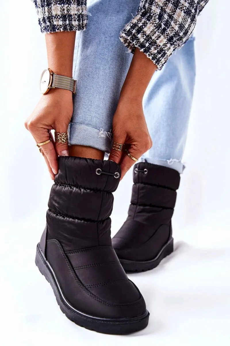 Śniegowce Damskie>Buty damskie Vinceza Wysokie Wsuwane Śniegowce Czarne Cathy