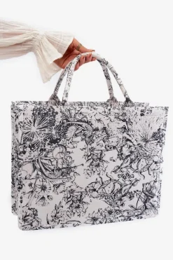 Sale Wzorzysta Duża Torebka Czarno-Biała Mooch Torebki Klasyczne