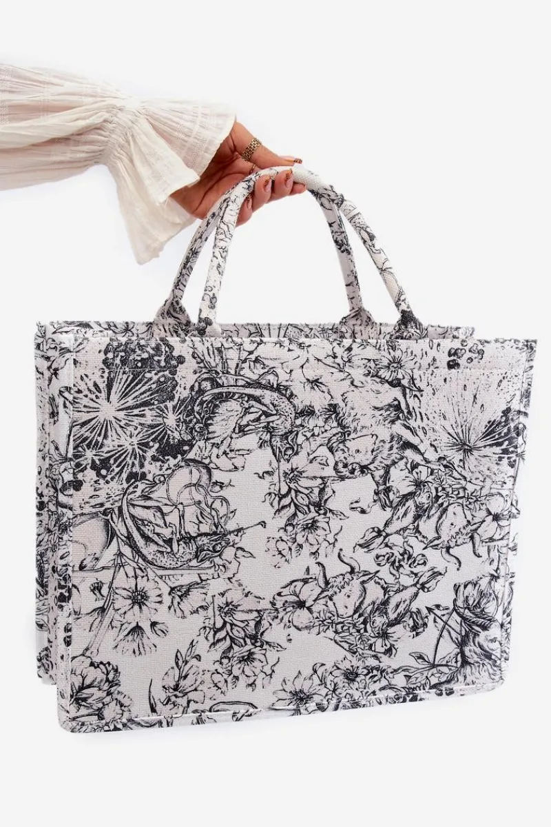 Sale Wzorzysta Duża Torebka Czarno-Biała Mooch Torebki Klasyczne