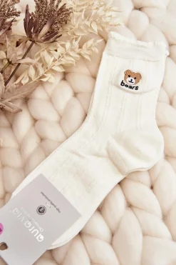 Skarpetki|Skarpetki>Aura.via Wzorzyste Damskie Skarpety Z Misiem Białe - Wzór 2