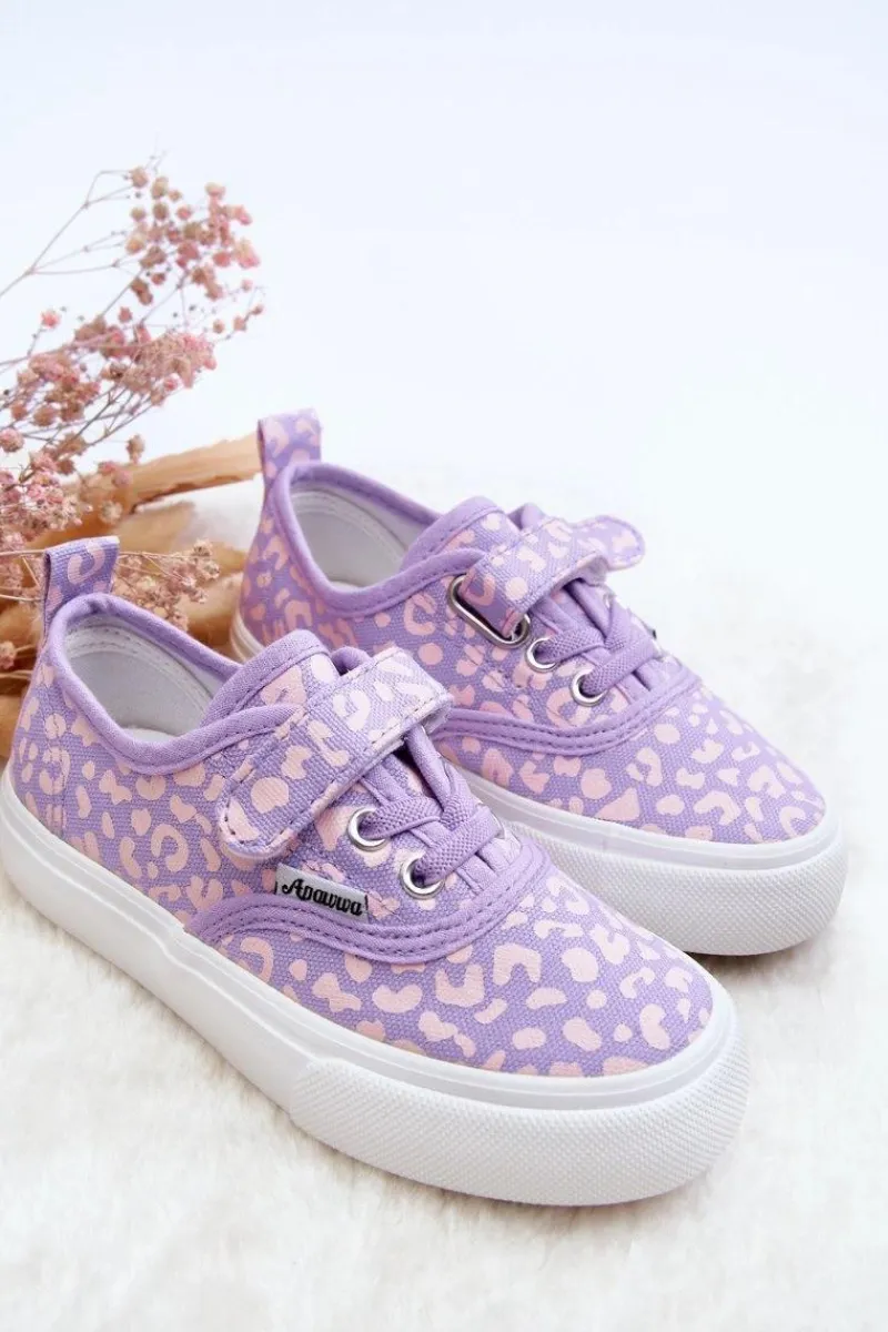 Dziewczęce>Boto Wzorzyste Dziecięce Trampki Na Rzep Fioletowe Talirena