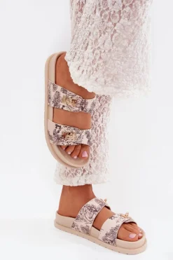 Sale Wzorzyste Klapki Damskie Na Platformie Beżowe Sorina Damskie Klapki Na Platformie|Klapki Damskie Klasyczne