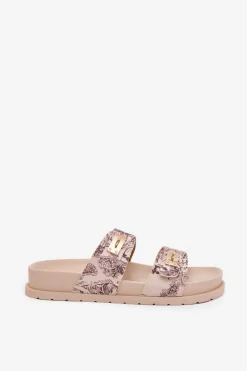 Sale Wzorzyste Klapki Damskie Na Platformie Beżowe Sorina Damskie Klapki Na Platformie|Klapki Damskie Klasyczne