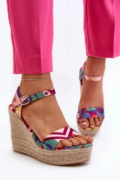 Sandały Na Koturnie>Boto Wzorzyste Sandały Na Koturnie Z Plecionki Multikolor Anihazra