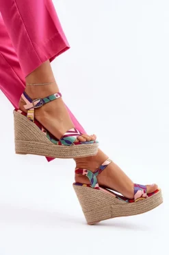 Sandały Na Koturnie>Boto Wzorzyste Sandały Na Koturnie Z Plecionki Multikolor Anihazra